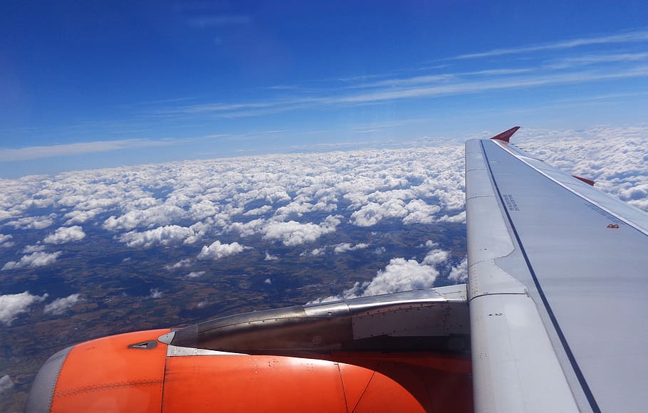 sky, aircraft, clouds, air vehicle, airplane, mode of transportation HD wallpaper