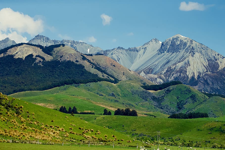 nature, outdoors, mountain range, field, grassland, scenery HD wallpaper