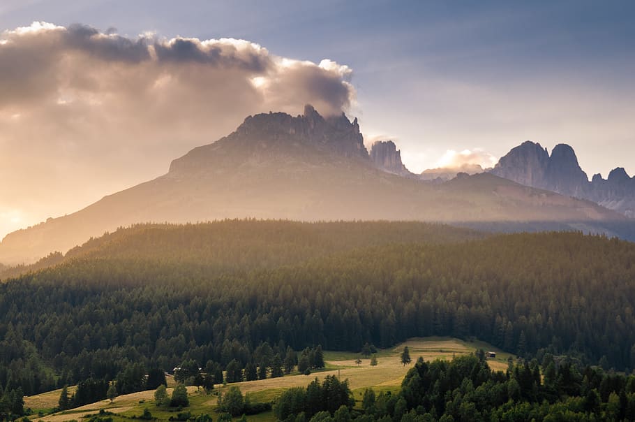 mountain surrounded by trees, scenics - nature, beauty in nature HD wallpaper