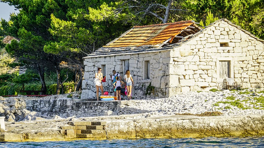 croatia, korčula, badija, welcome, ruin, old house, vacation, HD wallpaper