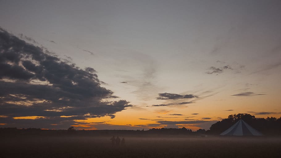 sky, clouds, sunset, outdoor, field, cloud - sky, scenics - nature HD wallpaper