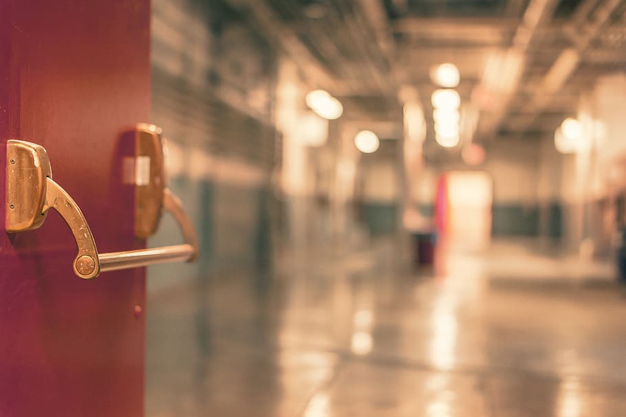 red, door, handle, focus on foreground, indoors, illuminated HD wallpaper