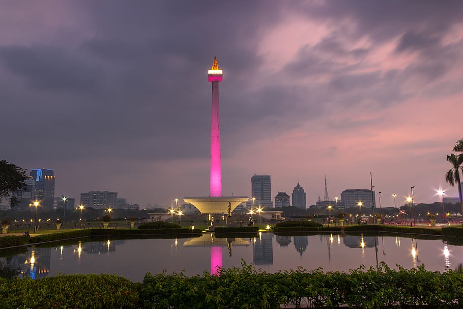 indonesia, national monument, museum, jakarta, city, tower, HD wallpaper