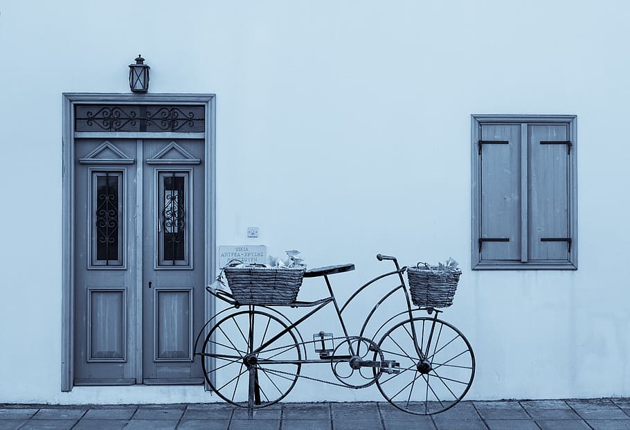 winter, door, window, wooden, blue, entrance, white, wall, house, HD wallpaper