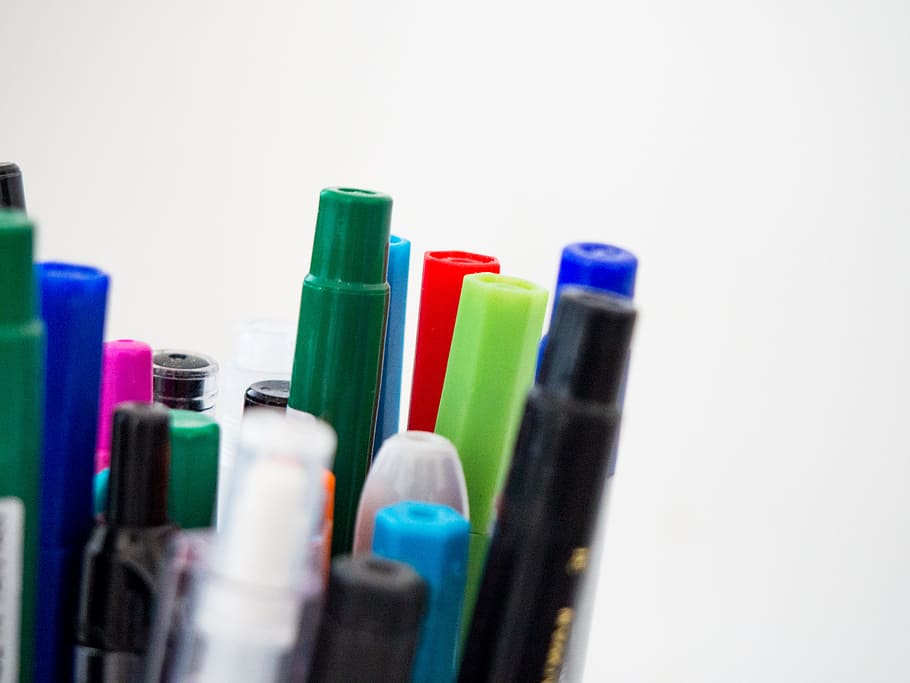 Pens and Markers, Business, Objects, Office, Workspace, black HD wallpaper