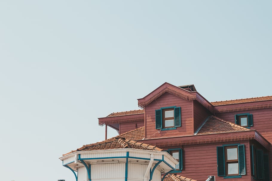 Brown House, architectural design, architecture, attic, building HD wallpaper