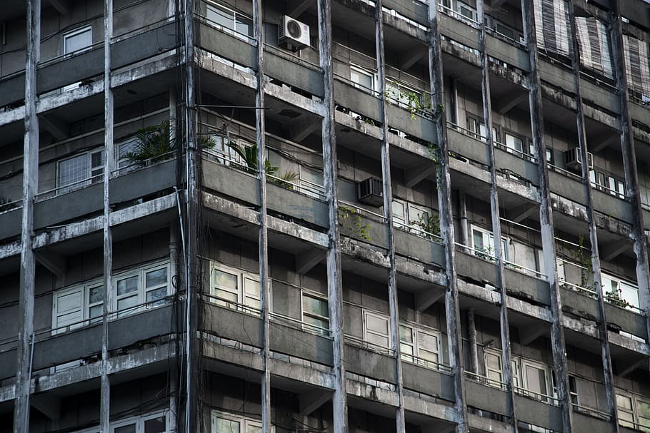gray concrete buidlign, building, architecture, city, vietnam HD wallpaper
