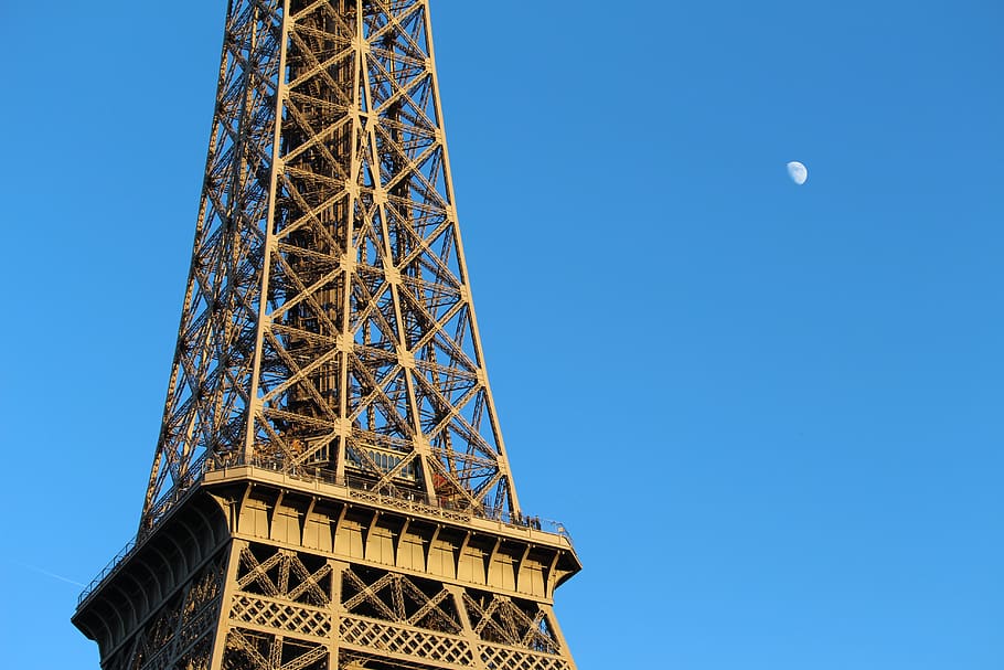 paris, eiffel tower, attraction, moon, france, tourism, travel HD wallpaper
