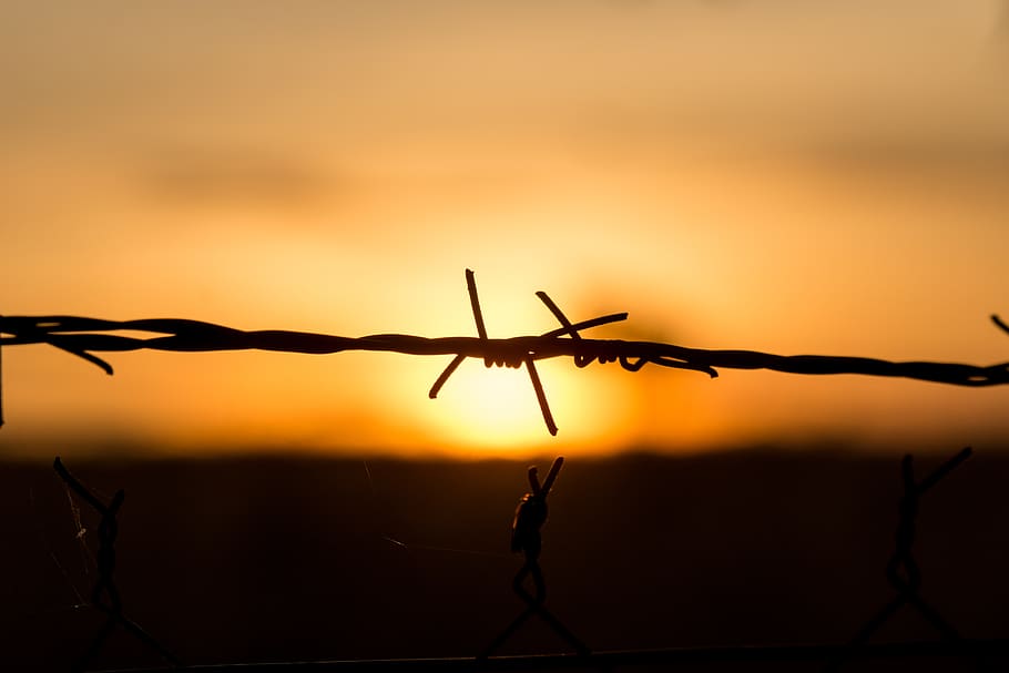 south africa, sunset, cage, spikes, moody, fence, love, feelings, HD wallpaper