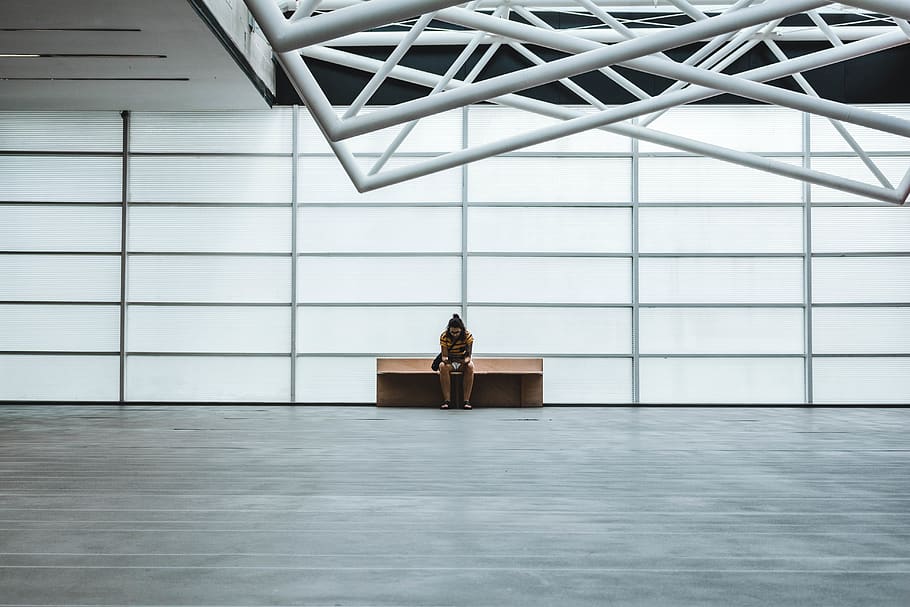 Person Sitting On Bench, architecture, brazil, building, man HD wallpaper
