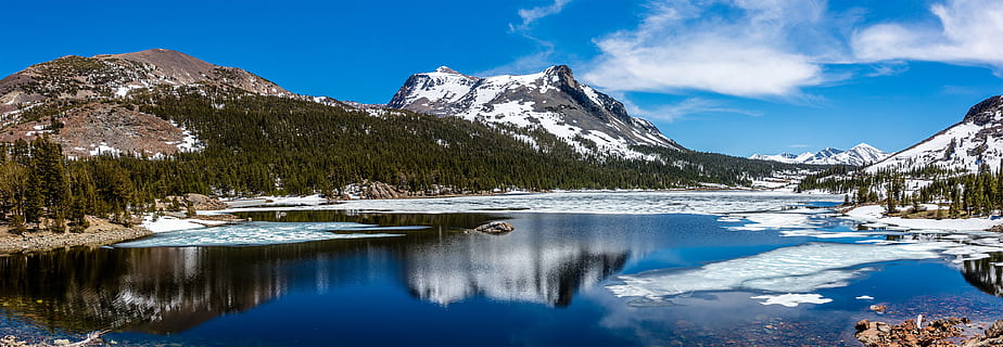 Mountains Near Body of Water Under Cloudy Sky, daylight, forest HD wallpaper