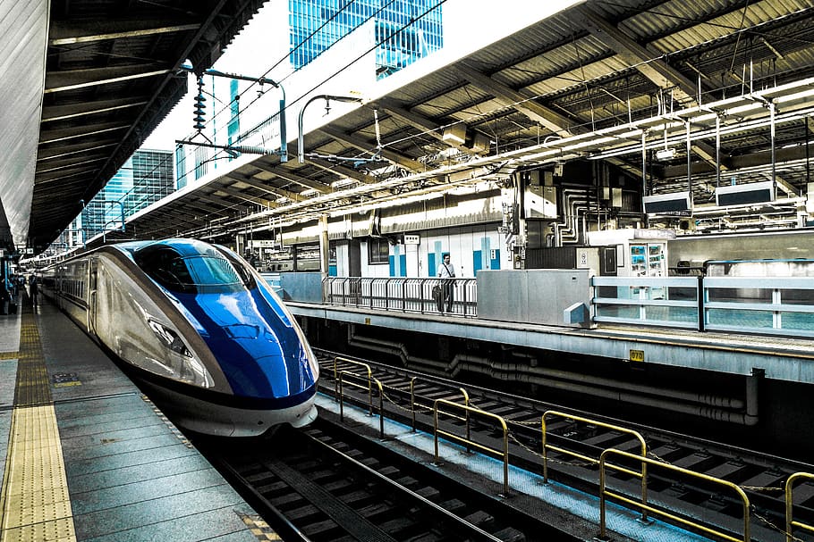 transportation, bullet, train, platform, station, rail, tracks HD wallpaper