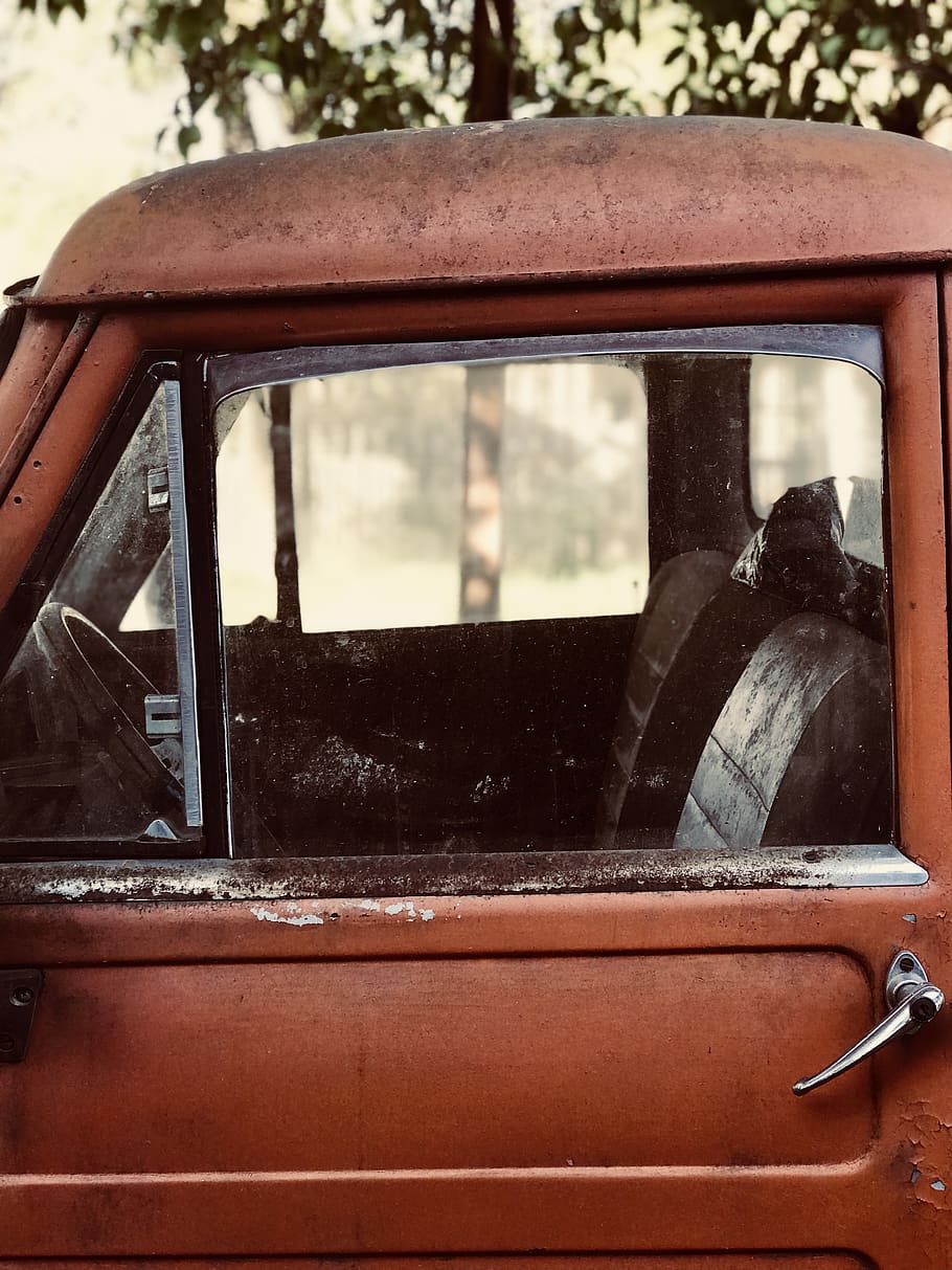 red truck beside tree, rust, argentina, campana, san martín 2231, HD wallpaper