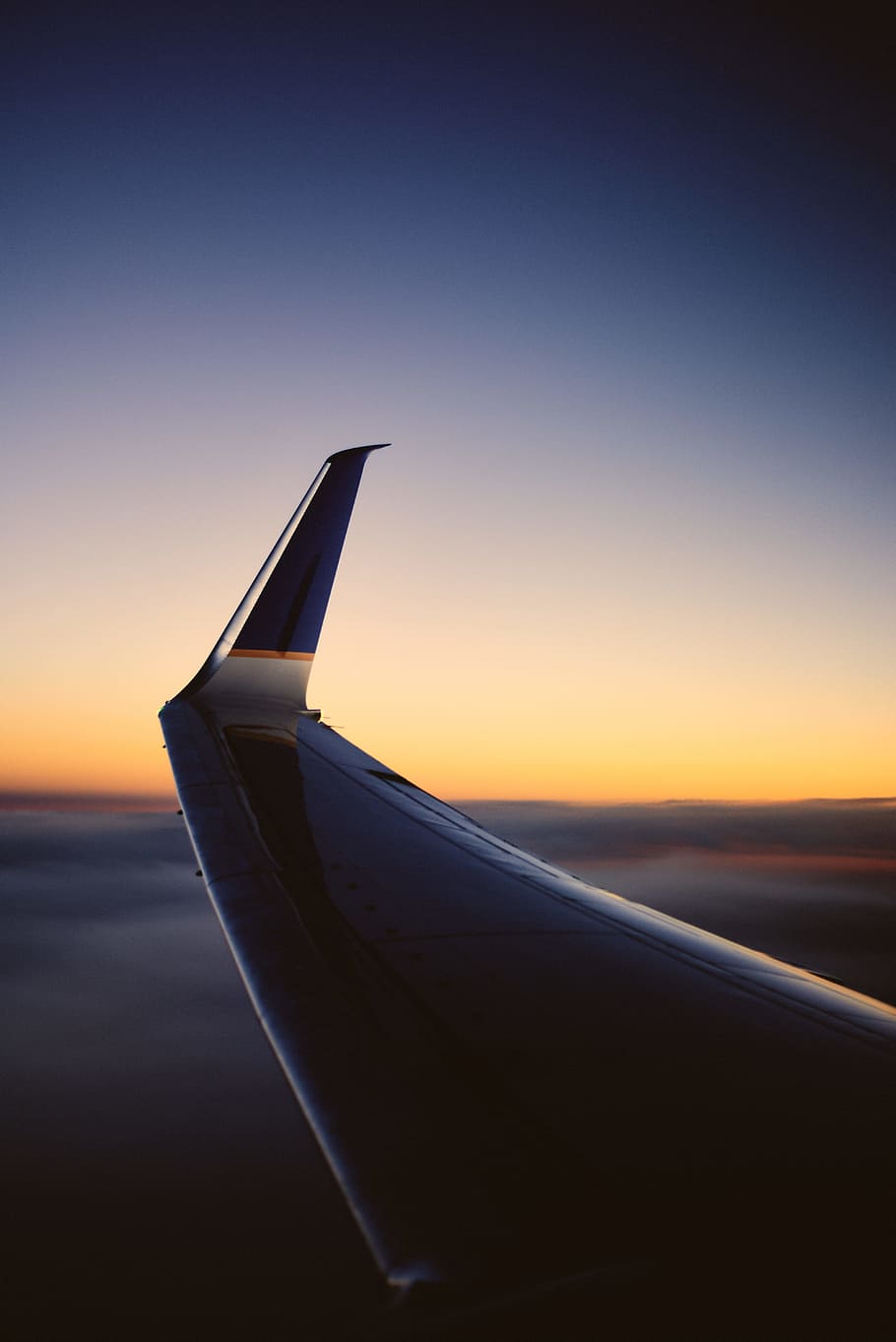 white airline wing, sky, sunset, sunrise, aeroplane, airplane