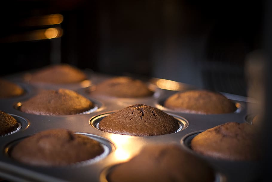 muffin, bake, bakking, chocolate, snack, food and drink, sweet food HD wallpaper