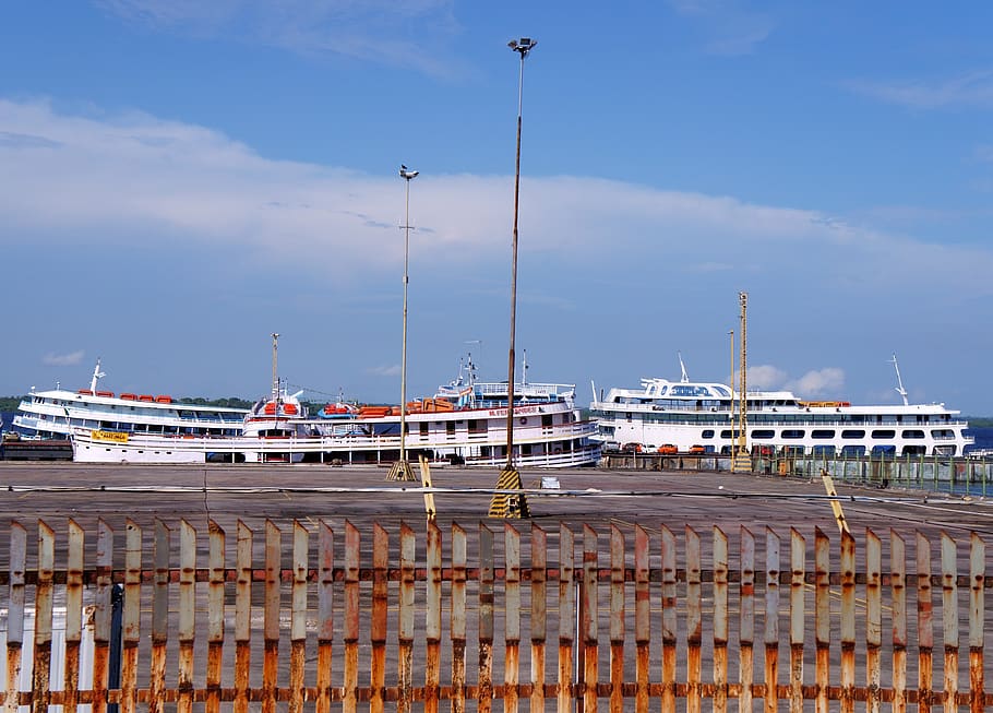 porto, barcos, céu, blue, boat, rio, sky, cerca, ferrugem HD wallpaper