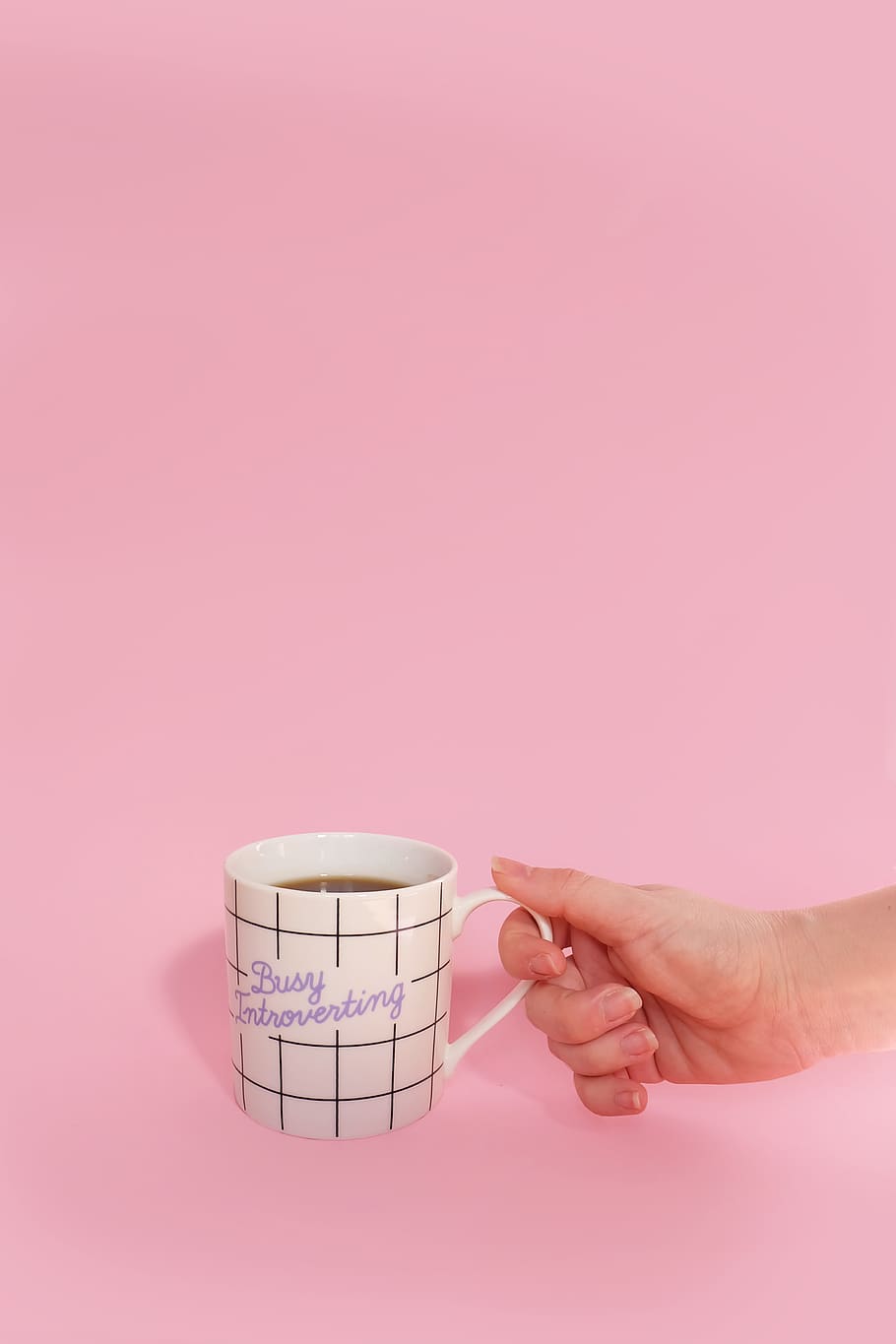 White Mug with a hand, human hand, human body part, pink color HD wallpaper