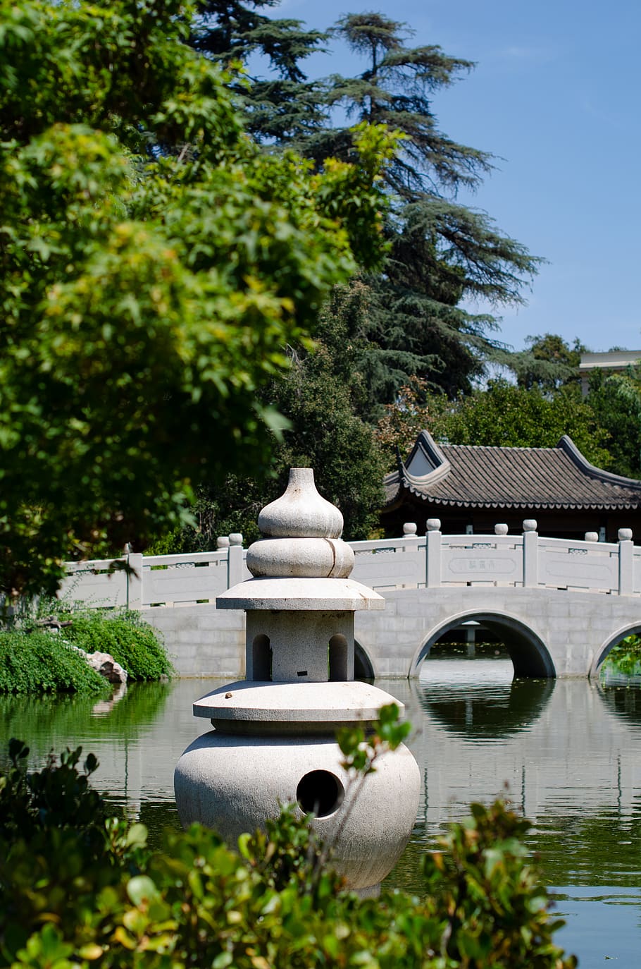 temple near bridge, plant, tree, built structure, architecture HD wallpaper