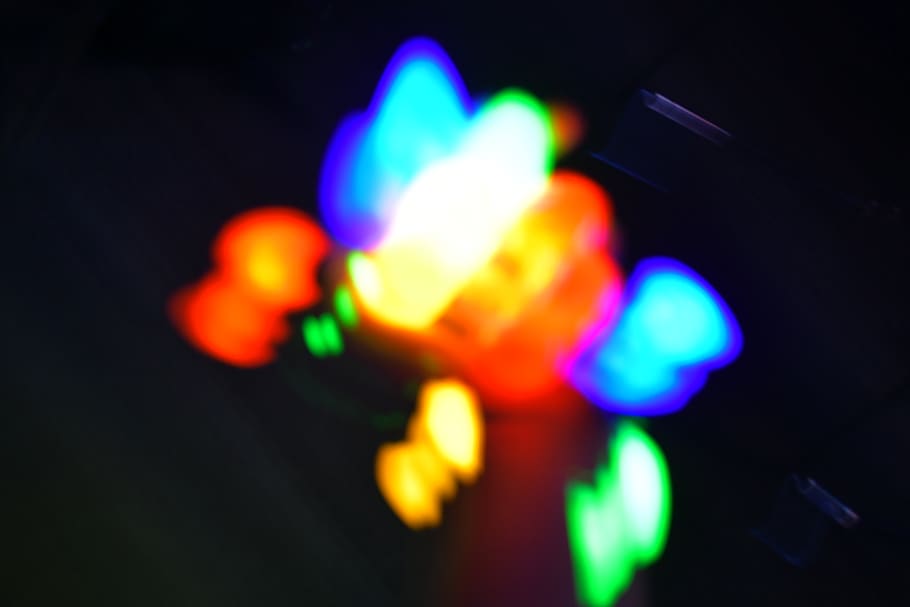 multi colored, close-up, illuminated, motion, night, black background HD wallpaper