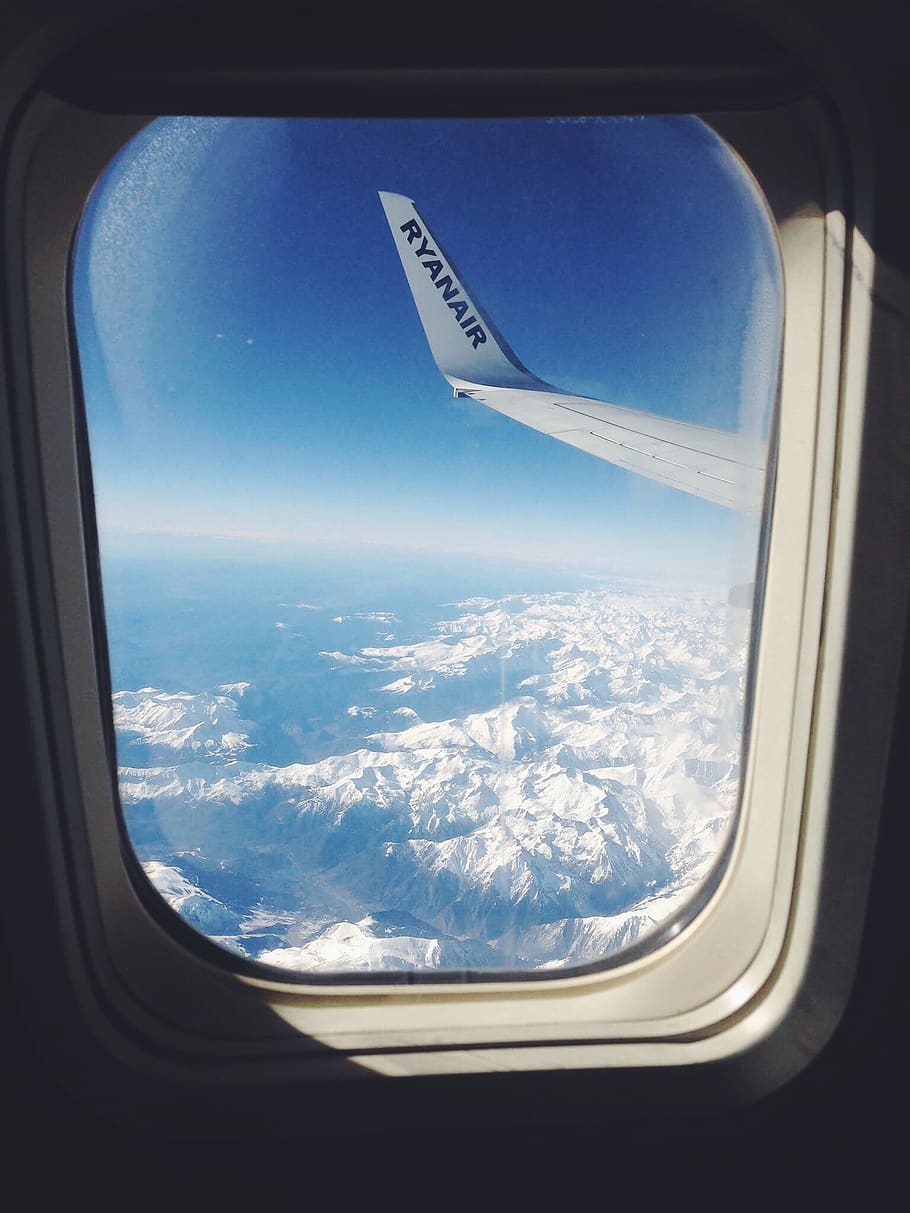 himalayas, flight, air, clouds, plane, ryanair, air vehicle HD wallpaper