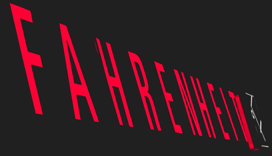 red Fahrenheit text, communication, sign, western script, neon HD wallpaper