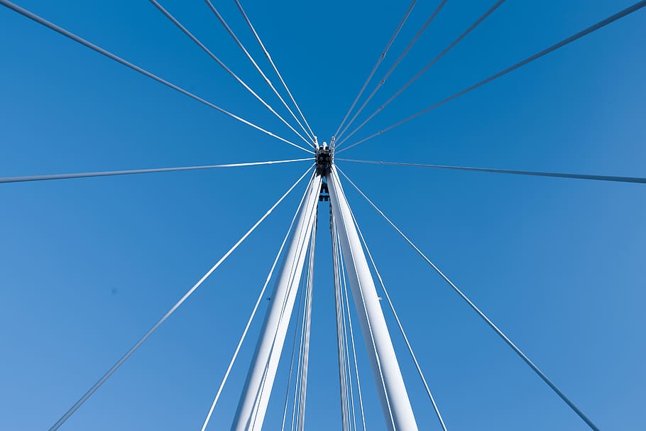 mast, wires, sail, sailing, boat, metal, rust, blue, sky, clear sky HD wallpaper