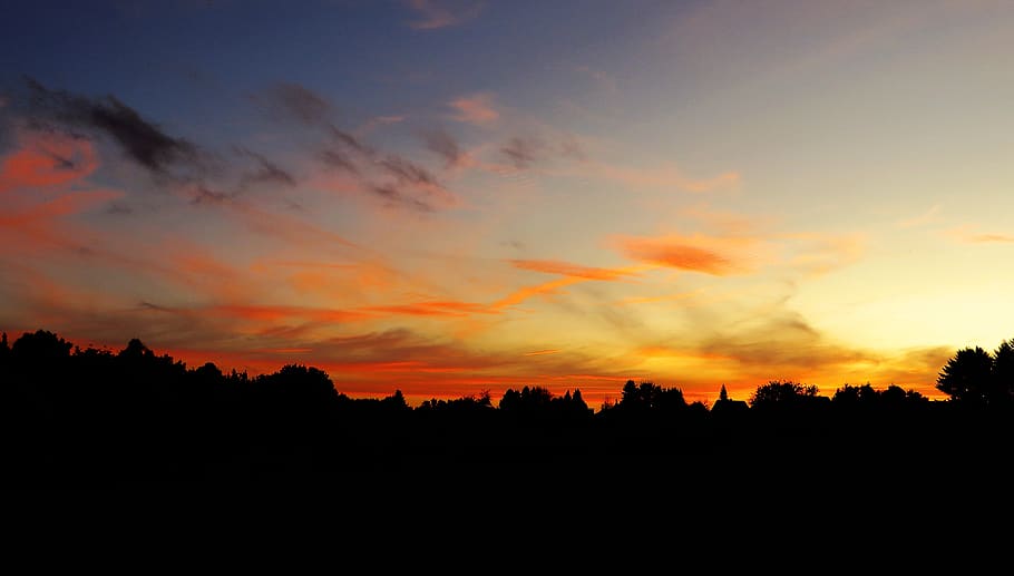 evening sky, twilight, night, horizon, sunset, romantic, harmony HD wallpaper