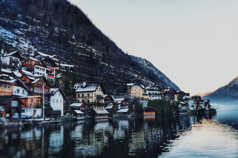 austria, hallstatt, lake, architecture, building exterior, built structure HD wallpaper