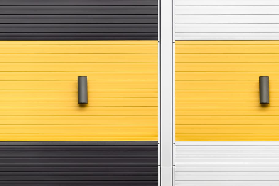 yellow, white, and black panels, wall, building, light, stripe, HD wallpaper