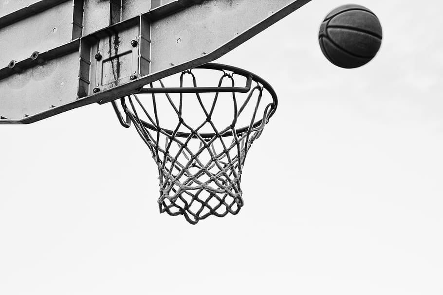 HD wallpaper: basketball, black and white, bnw, black white, hoop, shot,  rim | Wallpaper Flare