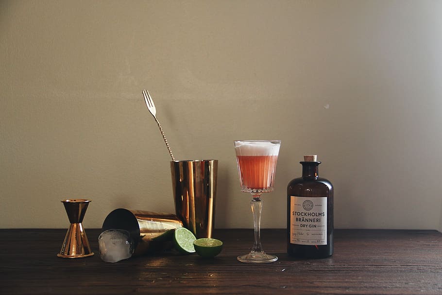 brass-colored cocktail shaker near bottle, vase, jar, pottery, HD wallpaper