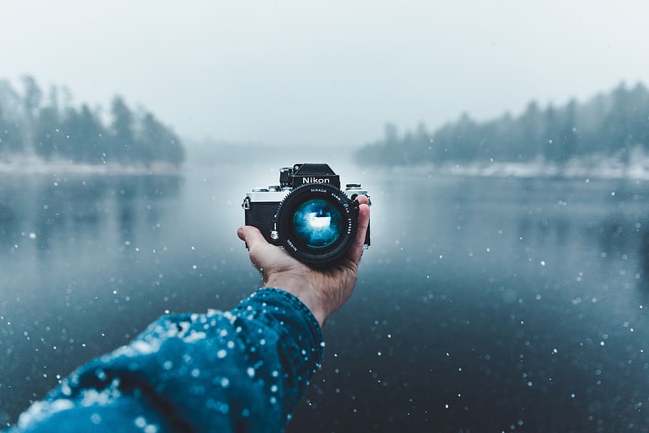 camera, nikon, lens, black, photography, snow, winter, cold HD wallpaper
