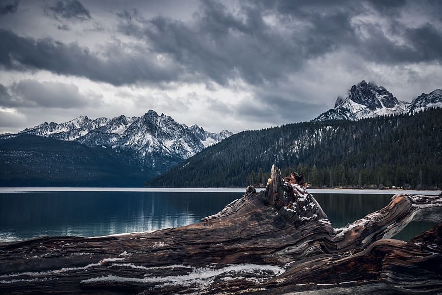 Lake in Forest, adventure, clouds, cold, dawn, landscape, majestic HD wallpaper