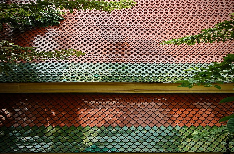 roof, thai roof, thai temple, wat, sala, fence, barrier, boundary