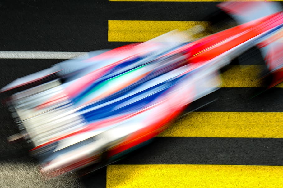 formula e, car, race, racing, road, blue, speed, red, blur HD wallpaper