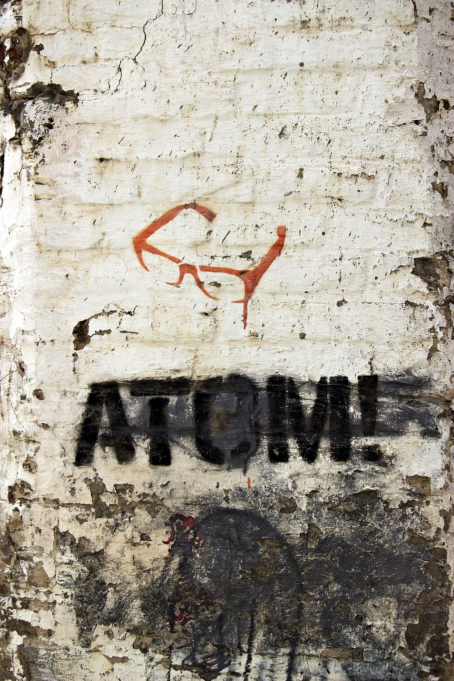 graffiti, stencil, atom, pochoir, lettering, font, text, design