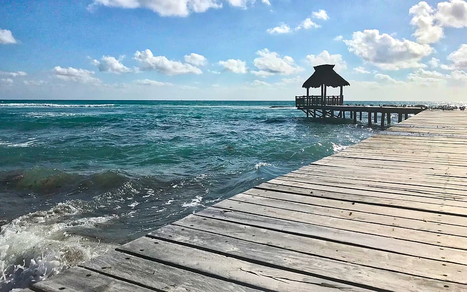 mexico, cancún, ocean, sky, sea, water, cloud - sky, built structure HD wallpaper