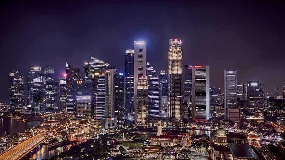 buildings at night, building exterior, architecture, city, built structure HD wallpaper