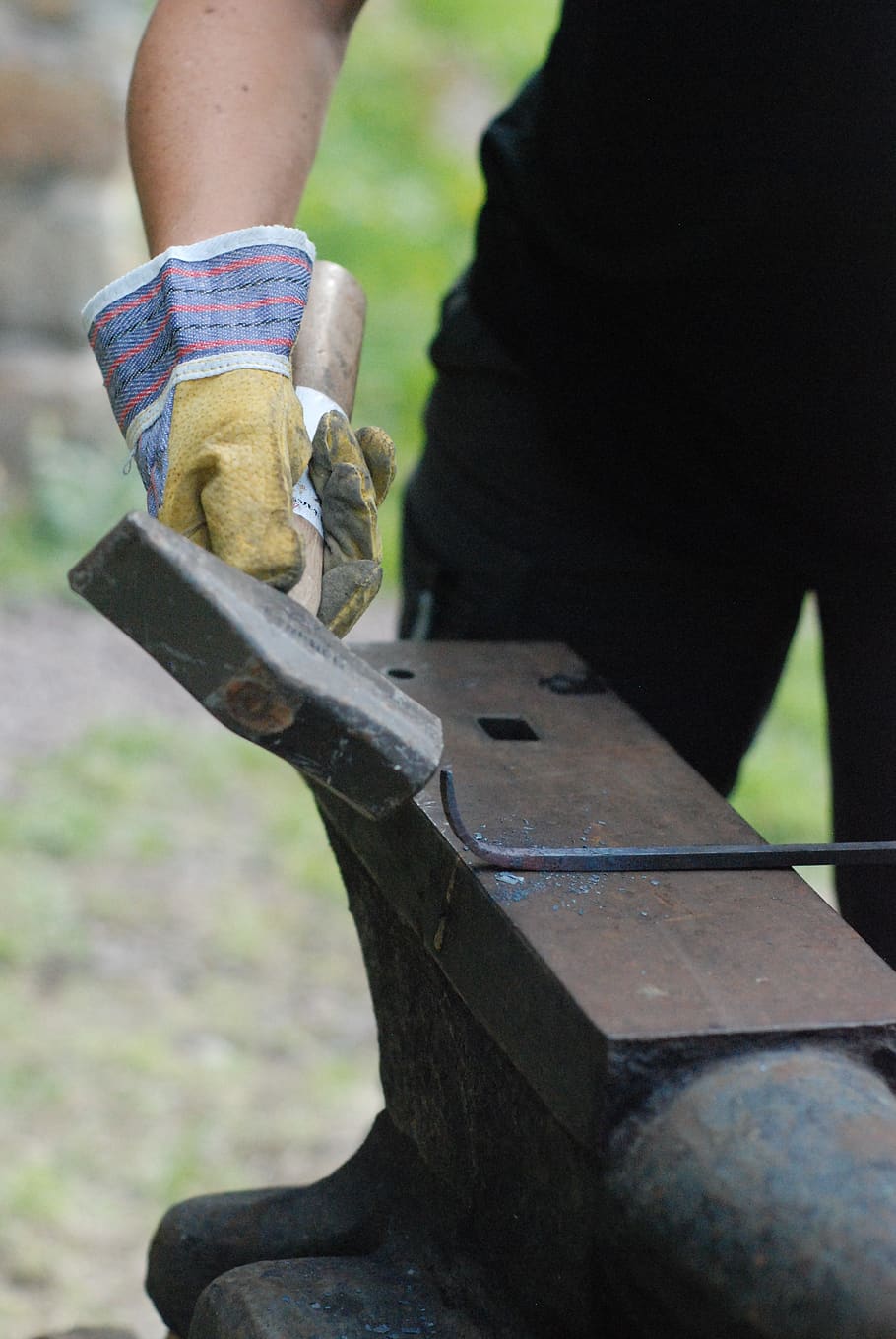crafts, wrought, iron, smith, heat, wrought iron, hammer, one person, HD wallpaper