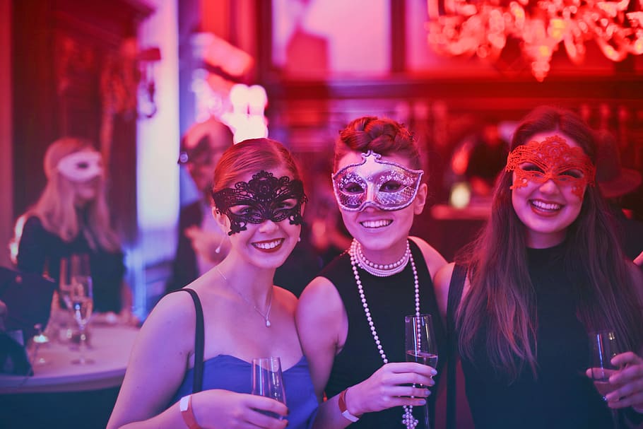 Photo of Women Wearing Masks, adult, bar, birthday, blur, celebration