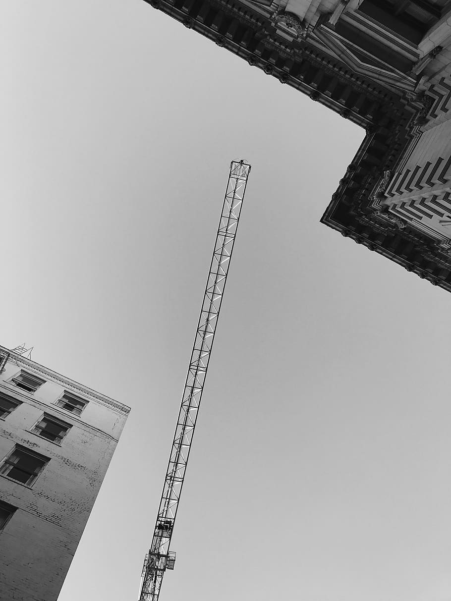 worm's eye view of crane, constriction crane, architecture, building, HD wallpaper