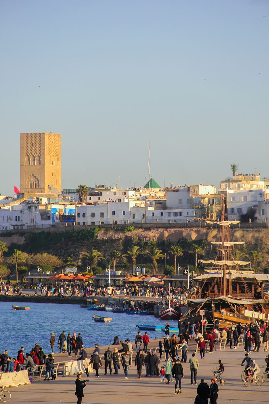 rabat, morocco, beach, hassan, tower, islam, mosque, boss, architecture
