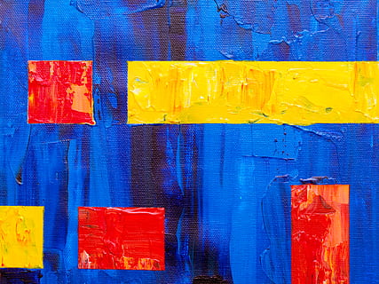 Blue and Yellow Painting, acrylic paint, art, background, bright HD wallpaper