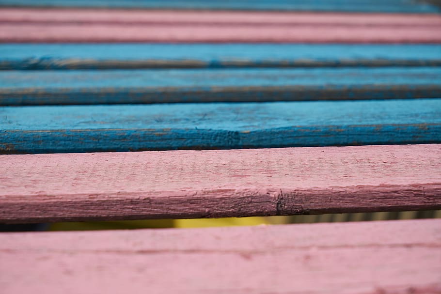 Blue And Pink Wood, pattern, planks, wooden, full frame, backgrounds HD wallpaper