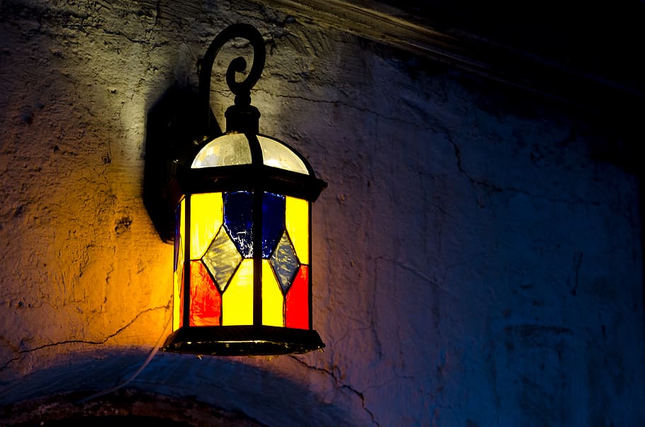 lamp, lampshade, lantern, light fixture, lighting, garden umbrella, HD wallpaper