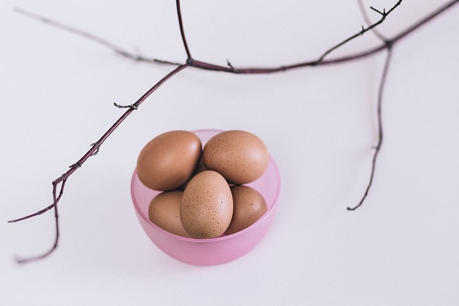 eggs, pink, container, stem, bowl, food, food and drink, wellbeing HD wallpaper