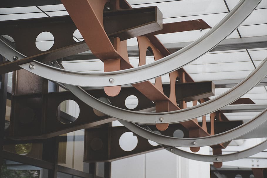 Photo of Brown and White Building Beam, abstract, architectural design HD wallpaper