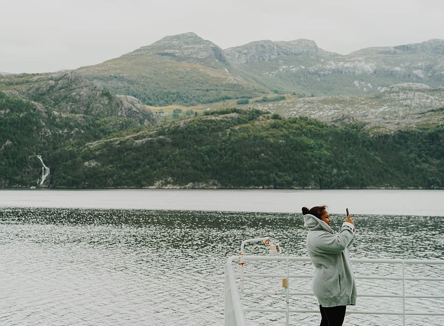 norway, lysefjord, selfie, nature, mountains, water, scenics - nature, HD wallpaper
