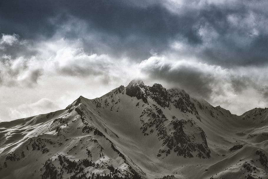 Photo of Snow Capped Mountain Under Cloudy Sky, 4k wallpaper HD wallpaper