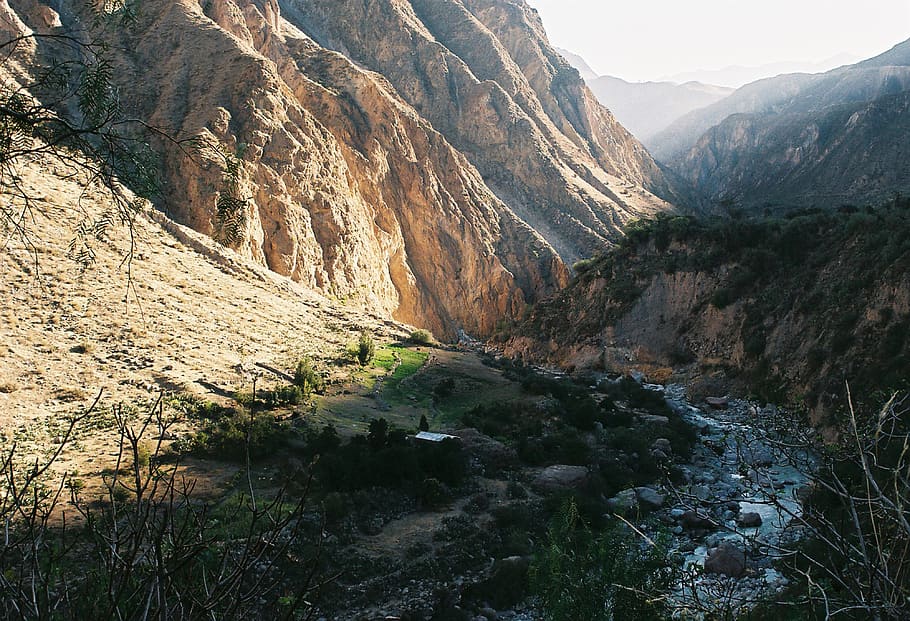 brown mountains, nature, outdoors, valley, canyon, river, andes HD wallpaper